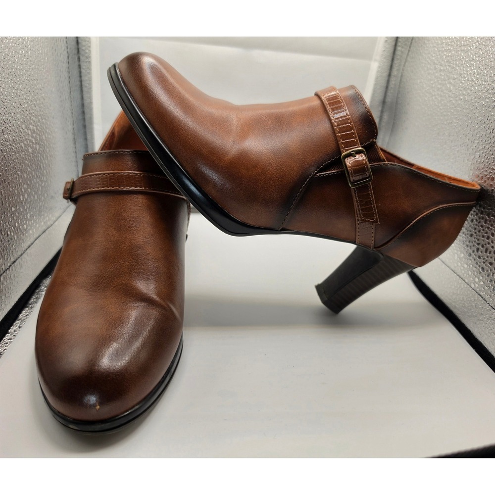 Lauren Blakwell Ellory Brown Ankle Booties Buckle Shooties Womens 6.5M